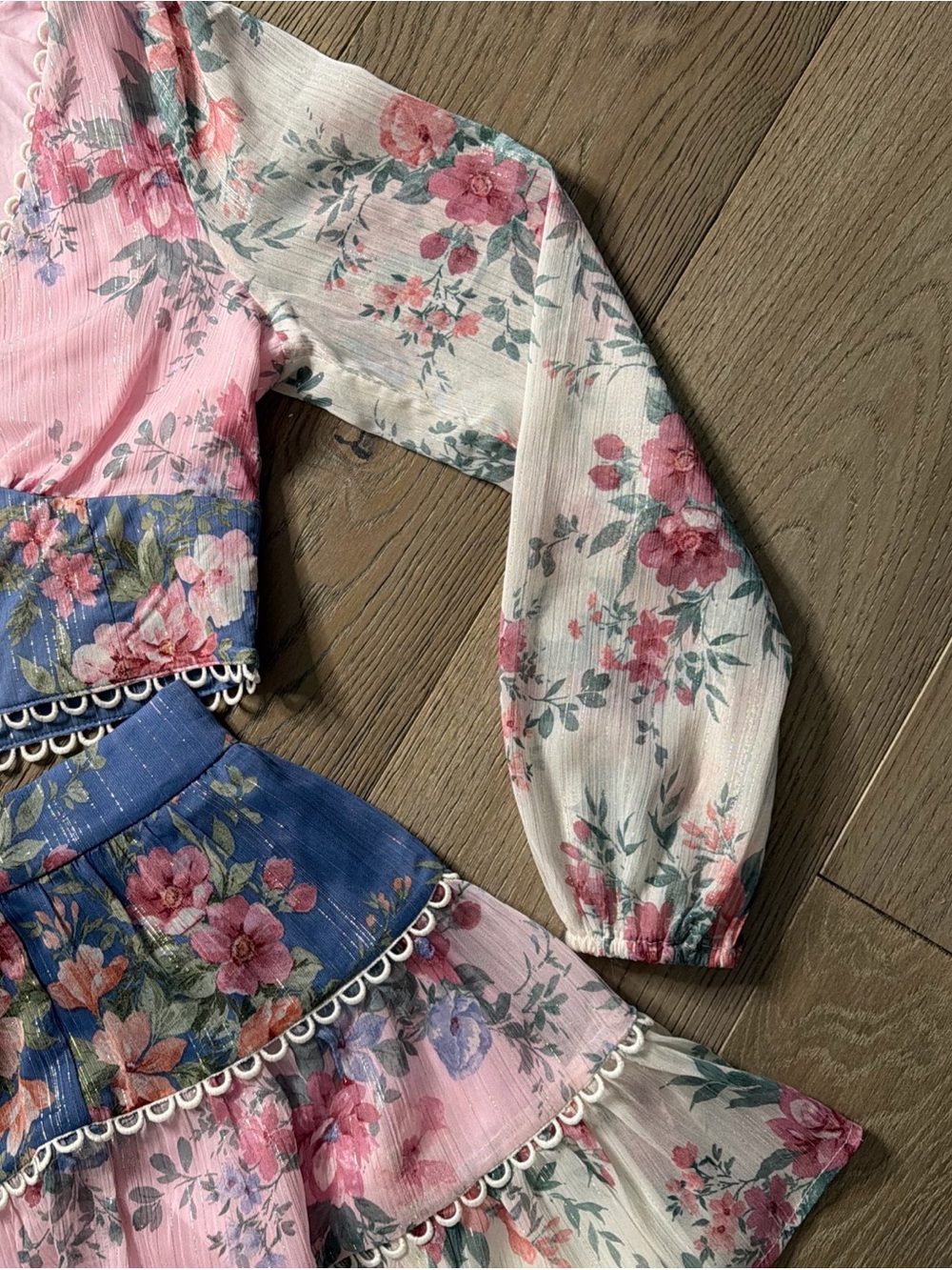Altar'd State Pink Floral Sheer Lace-Trim Top and Matching Skirt Set. XS - Picture 6 of 6